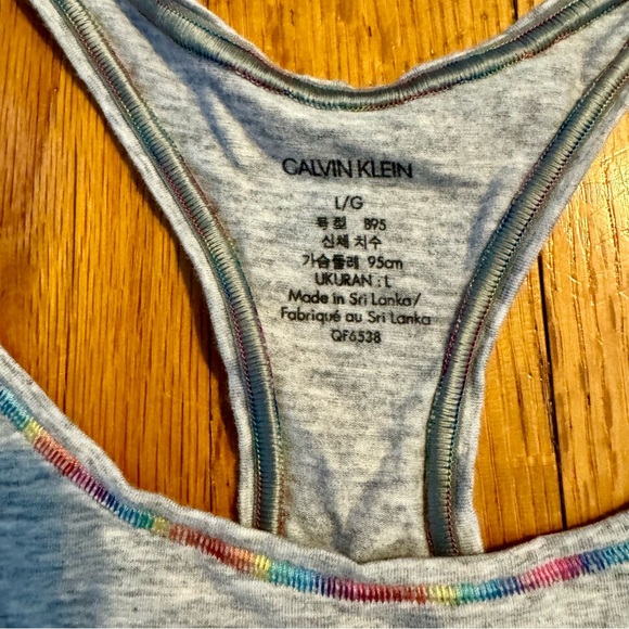 Calvin Klein Modern Cotton Racerback Bralette Heather Grey Rainbow Pride - Picture 4 of 5